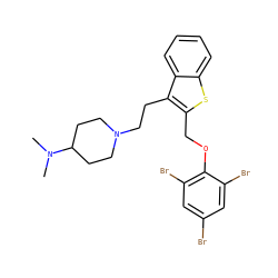 CN(C)C1CCN(CCc2c(COc3c(Br)cc(Br)cc3Br)sc3ccccc23)CC1 ZINC000027527139