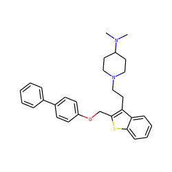 CN(C)C1CCN(CCc2c(COc3ccc(-c4ccccc4)cc3)sc3ccccc23)CC1 ZINC000027547377