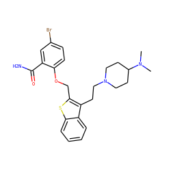 CN(C)C1CCN(CCc2c(COc3ccc(Br)cc3C(N)=O)sc3ccccc23)CC1 ZINC000027527115