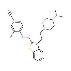 CN(C)C1CCN(CCc2c(COc3ccc(C#N)cc3Br)sc3ccccc23)CC1 ZINC000027548385