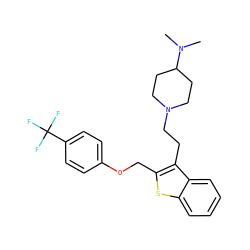 CN(C)C1CCN(CCc2c(COc3ccc(C(F)(F)F)cc3)sc3ccccc23)CC1 ZINC000027526662