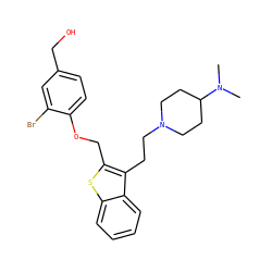 CN(C)C1CCN(CCc2c(COc3ccc(CO)cc3Br)sc3ccccc23)CC1 ZINC000027548388
