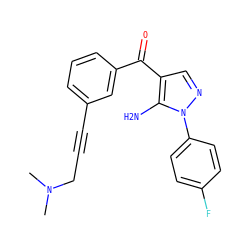 CN(C)CC#Cc1cccc(C(=O)c2cnn(-c3ccc(F)cc3)c2N)c1 ZINC000013683036