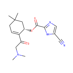 CN(C)CC(=O)C1=CCC(C)(C)C[C@@H]1OC(=O)c1ncc(C#N)[nH]1 ZINC000169701497