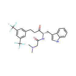 CN(C)CC(=O)N[C@@H](Cc1c[nH]c2ccccc12)C(=O)CCc1cc(C(F)(F)F)cc(C(F)(F)F)c1 ZINC000001537623