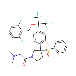 CN(C)CC(=O)N1CC[C@@](c2ccc(C(OCc3c(F)cccc3F)(C(F)(F)F)C(F)(F)F)cc2)(S(=O)(=O)c2ccccc2)C1 ZINC001772623421