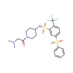 CN(C)CC(=O)N1CCC(NS(=O)(=O)c2cc(S(=O)(=O)c3ccccc3)ccc2C(F)(F)F)CC1 ZINC000049881783