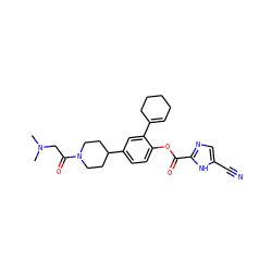 CN(C)CC(=O)N1CCC(c2ccc(OC(=O)c3ncc(C#N)[nH]3)c(C3=CCCCC3)c2)CC1 ZINC000169701494