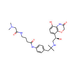 CN(C)CC(=O)NCCCC(=O)Nc1ccc(CC(C)(C)NC[C@H](O)c2ccc(O)c3c2OCC(=O)N3)cc1 ZINC000049709491