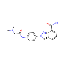 CN(C)CC(=O)Nc1ccc(-n2cc3cccc(C(N)=O)c3n2)cc1 ZINC000045391356