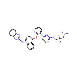 CN(C)CC(C)(C)CNc1nccc(-c2cccnc2Oc2ccc(Nc3nc4ccccc4[nH]3)c3ccccc23)n1 ZINC000049775623
