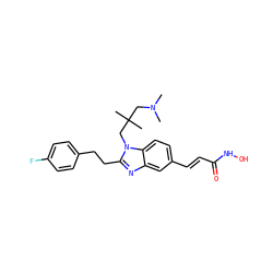 CN(C)CC(C)(C)Cn1c(CCc2ccc(F)cc2)nc2cc(/C=C/C(=O)NO)ccc21 ZINC000038309659