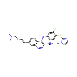 CN(C)CC/C=C/c1ccc2c(Nc3ccc(Sc4nccn4C)c(Cl)c3)c(C#N)cnc2c1 ZINC000040938821