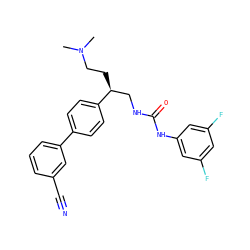 CN(C)CC[C@@H](CNC(=O)Nc1cc(F)cc(F)c1)c1ccc(-c2cccc(C#N)c2)cc1 ZINC000028115355