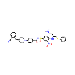 CN(C)CC[C@@H](CSc1ccccc1)Nc1ccc(S(=O)(=O)NC(=O)c2ccc(N3CCC(=Cc4ccccc4C#N)CC3)cc2)cc1[N+](=O)[O-] ZINC000029464872