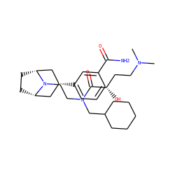 CN(C)CC[C@H](O)C(=O)N(CCN1[C@H]2CC[C@@H]1C[C@H](c1cccc(C(N)=O)c1)C2)CC1CCCCC1 ZINC000117291522