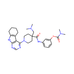 CN(C)CC1(C(=O)Nc2cccc(OC(=O)N(C)C)c2)CCN(c2ncnc3[nH]c4c(c23)CCCC4)CC1 ZINC000653856163