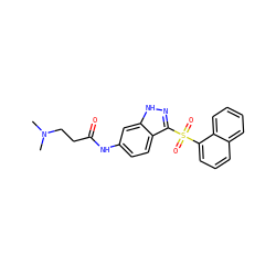 CN(C)CCC(=O)Nc1ccc2c(S(=O)(=O)c3cccc4ccccc34)n[nH]c2c1 ZINC000066105205