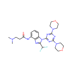 CN(C)CCC(=O)Nc1cccc2c1nc(C(F)F)n2-c1nc(N2CCOCC2)nc(N2CCOCC2)n1 ZINC000096271514
