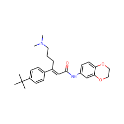 CN(C)CCC/C(=C\C(=O)Nc1ccc2c(c1)OCCO2)c1ccc(C(C)(C)C)cc1 ZINC000013606906
