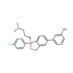 CN(C)CCC[C@@]1(c2ccc(F)cc2)OCc2cc(-c3cccc(N)c3)ccc21 ZINC000058583576