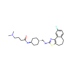 CN(C)CCCC(=O)N[C@H]1CC[C@H](CNc2nc3c(s2)CCCc2ccc(F)cc2-3)CC1 ZINC000261118490