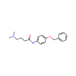 CN(C)CCCC(=O)Nc1ccc(OCc2ccccc2)cc1 ZINC000040915828