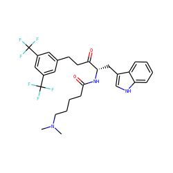 CN(C)CCCCC(=O)N[C@@H](Cc1c[nH]c2ccccc12)C(=O)CCc1cc(C(F)(F)F)cc(C(F)(F)F)c1 ZINC000003932385