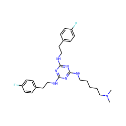 CN(C)CCCCCNc1nc(NCCc2ccc(F)cc2)nc(NCCc2ccc(F)cc2)n1 ZINC000073198239