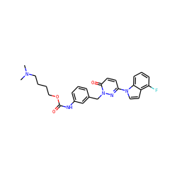 CN(C)CCCCOC(=O)Nc1cccc(Cn2nc(-n3ccc4c(F)cccc43)ccc2=O)c1 ZINC000299859901