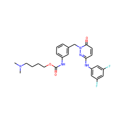 CN(C)CCCCOC(=O)Nc1cccc(Cn2nc(Nc3cc(F)cc(F)c3)ccc2=O)c1 ZINC000206893678