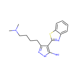 CN(C)CCCCc1n[nH]c(N)c1-c1nc2ccccc2s1 ZINC000114400767