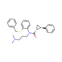 CN(C)CCCN(C(=O)[C@@H]1C[C@H]1c1ccccc1)c1ccccc1SCc1ccccc1 ZINC000013537624