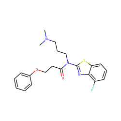 CN(C)CCCN(C(=O)CCOc1ccccc1)c1nc2c(F)cccc2s1 ZINC000004359767