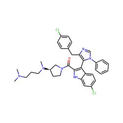 CN(C)CCCN(C)[C@@H]1CCN(C(=O)c2[nH]c3cc(Cl)ccc3c2-c2c(Cc3ccc(Cl)cc3)ncn2-c2ccccc2)C1 ZINC000169323978