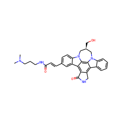 CN(C)CCCNC(=O)/C=C/c1ccc2c(c1)c1c3c(c4c5ccccc5n5c4c1n2C[C@@H](CO)C5)CNC3=O ZINC000028819617