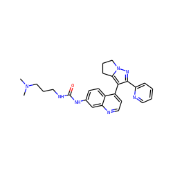 CN(C)CCCNC(=O)Nc1ccc2c(-c3c(-c4ccccn4)nn4c3CCC4)ccnc2c1 ZINC000045317718