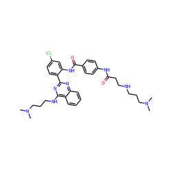 CN(C)CCCNCCC(=O)Nc1ccc(C(=O)Nc2cc(Cl)ccc2-c2nc(NCCCN(C)C)c3ccccc3n2)cc1 ZINC000096258045
