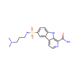 CN(C)CCCNS(=O)(=O)c1ccc2[nH]c3c(C(N)=O)nccc3c2c1 ZINC000084756805