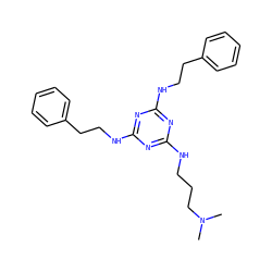 CN(C)CCCNc1nc(NCCc2ccccc2)nc(NCCc2ccccc2)n1 ZINC000082154470
