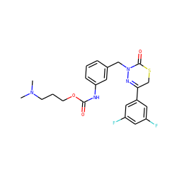 CN(C)CCCOC(=O)Nc1cccc(CN2N=C(c3cc(F)cc(F)c3)CSC2=O)c1 ZINC000137109113