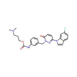 CN(C)CCCOC(=O)Nc1cccc(Cn2nc(-n3ccc4ccc(F)cc43)ccc2=O)c1 ZINC000299864439