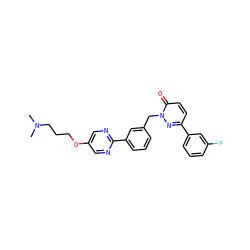 CN(C)CCCOc1cnc(-c2cccc(Cn3nc(-c4cccc(F)c4)ccc3=O)c2)nc1 ZINC000203924742