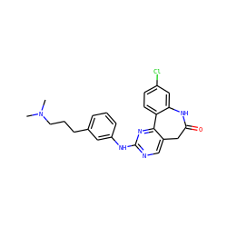 CN(C)CCCc1cccc(Nc2ncc3c(n2)-c2ccc(Cl)cc2NC(=O)C3)c1 ZINC000073198928