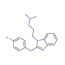 CN(C)CCCn1c(Cc2ccc(Br)cc2)nc2ccccc21 ZINC000029132758
