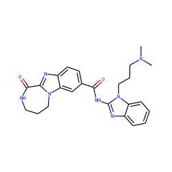 CN(C)CCCn1c(NC(=O)c2ccc3nc4n(c3c2)CCCNC4=O)nc2ccccc21 ZINC000148452973