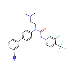 CN(C)CCN(C(=O)Nc1ccc(C(F)(F)F)c(F)c1)c1ccc(-c2cccc(C#N)c2)cc1 ZINC000000595363
