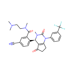 CN(C)CCN(C)C(=O)c1cc(C#N)ccc1[C@@H]1C2=C(CCC2=O)N(c2cccc(C(F)(F)F)c2)C(=O)N1C ZINC001772633745