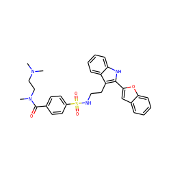 CN(C)CCN(C)C(=O)c1ccc(S(=O)(=O)NCCc2c(-c3cc4ccccc4o3)[nH]c3ccccc23)cc1 ZINC000014978431