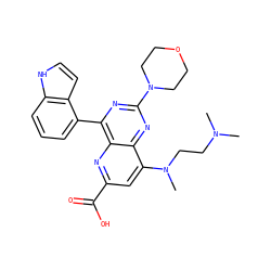 CN(C)CCN(C)c1cc(C(=O)O)nc2c(-c3cccc4[nH]ccc34)nc(N3CCOCC3)nc12 ZINC000143074535